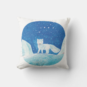 Small Arctic Fox (Vulpes lagopus) Illustration Cushion