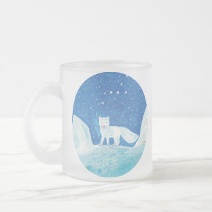 Small Arctic Fox (Vulpes lagopus) Illustration  Frosted Glass Coffee Mug
