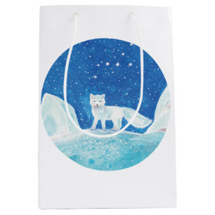 Small Arctic Fox (Vulpes lagopus) Illustration   Medium Gift Bag