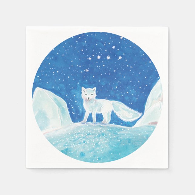 Small Arctic Fox (Vulpes lagopus) Illustration    Napkin (Front)