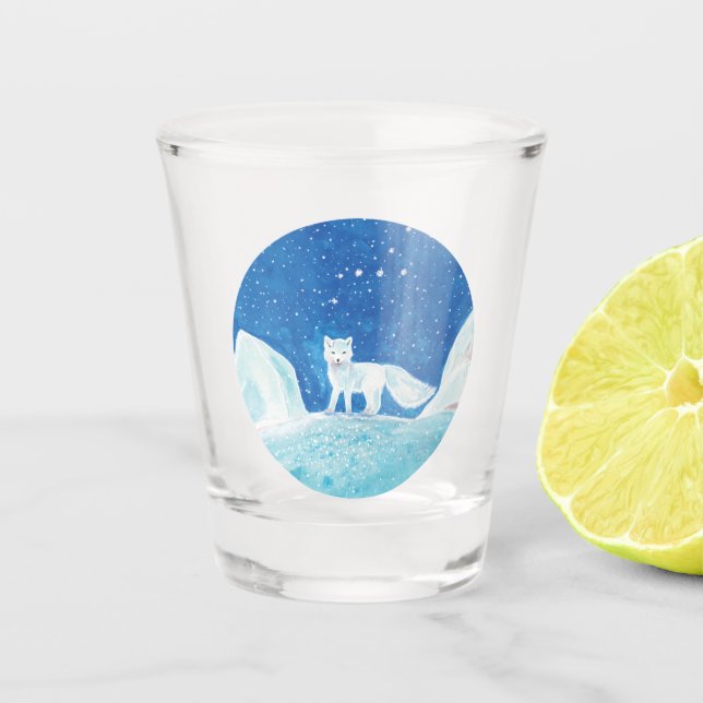 Small Arctic Fox (Vulpes lagopus) Illustration  Shot Glass (Front)