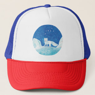 Small Arctic Fox (Vulpes lagopus) Illustration Trucker Hat