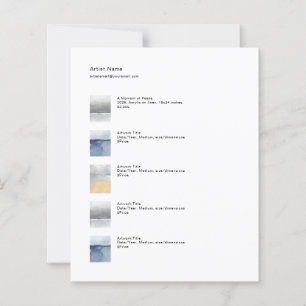 Small Art Tear Sheet Price List Template
