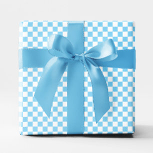 Small Baby Blue and White Chequered Wrapping Paper
