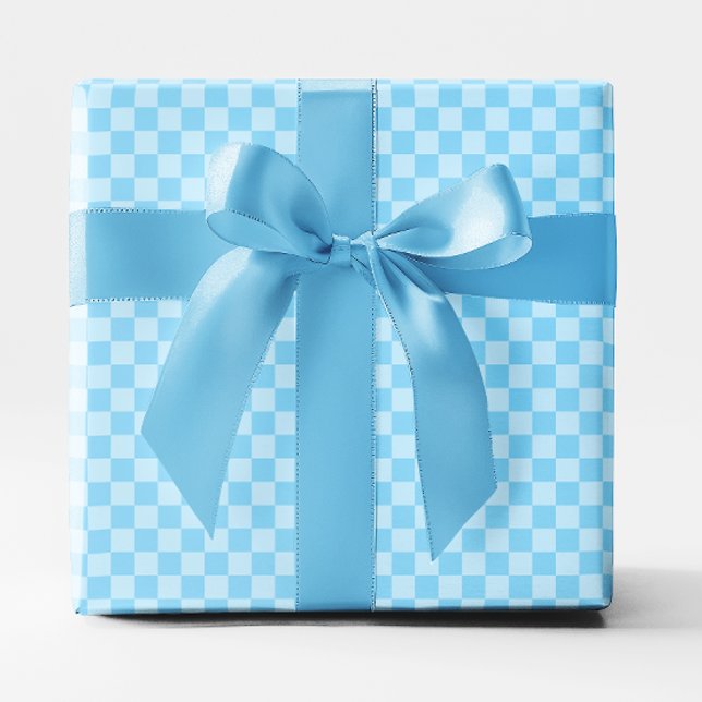Small Baby Blue Chequered Wrapping Paper (Small Baby Blue Checkered Wrapping Paper)