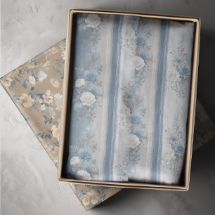 Small Baby Blue Stripe & Lace  Tissue Paper