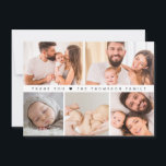 Small Baby Shower Photo Collage Simple Thank You Card<br><div class="desc">Express your gratitude with our "Baby Shower Photo Collage Simple Heart Thank You Card". This charming card features a sweet, simple design and a customisable photo collage, perfect for showcasing memories from your special day. Personalise the message on the back to add a heartfelt touch, making these thank you cards...</div>