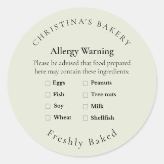 Small Batch Allergy Allert Label