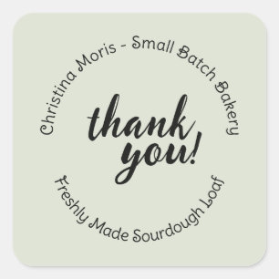 Small Batch Home Bakery Thank You Pattern Square Sticker
