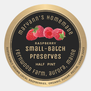 Small Batch Raspberry Preserves Metallic Gold Clas Classic Round Sticker