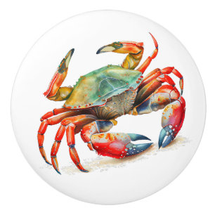 Small Beach Crab Ceramic Knobs