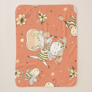 Small Bee Drawing Sherpa Blanket