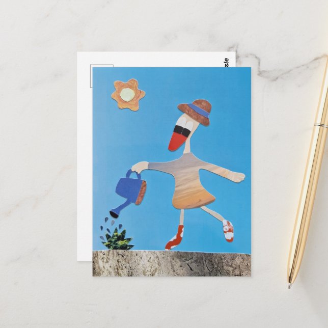 Small Beginnings Watering The Plant Duck Blossom  Postcard (Front/Back In Situ)