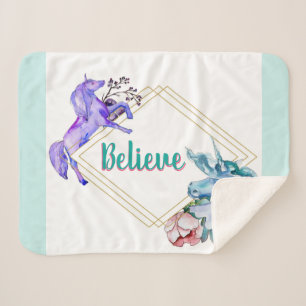 Small Believe Unicorns Sherpa Blanket