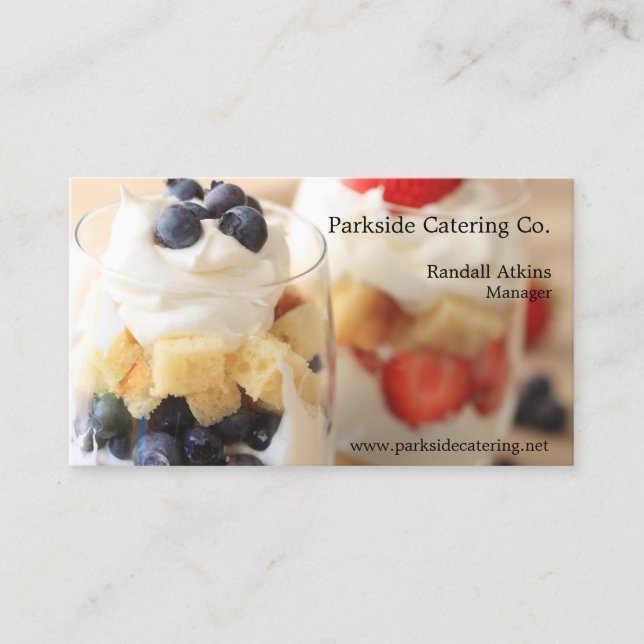 Small berry trifles in glasses business card (Front)