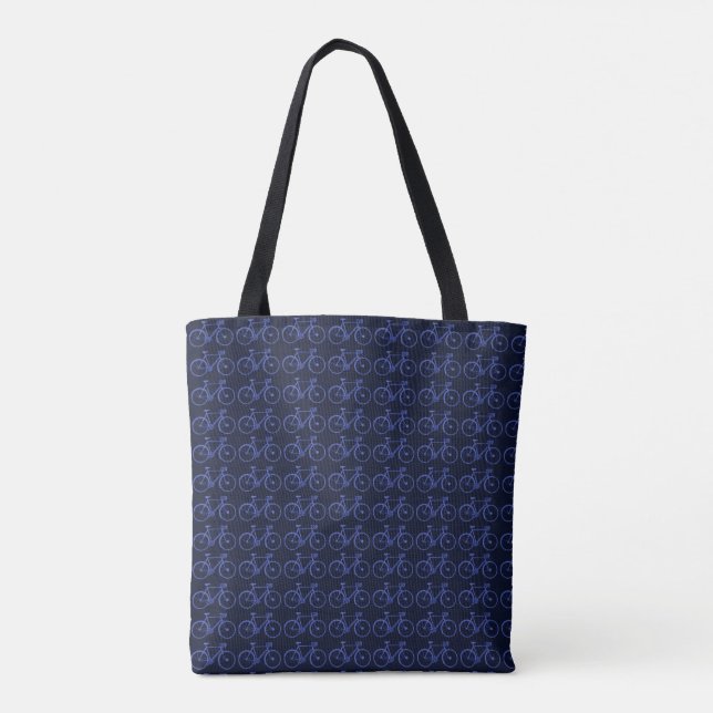 small bikes pattern on blue tote bag (Back)