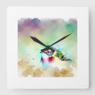 Small Bird 270824AREF146 - Watercolor Square Wall Clock