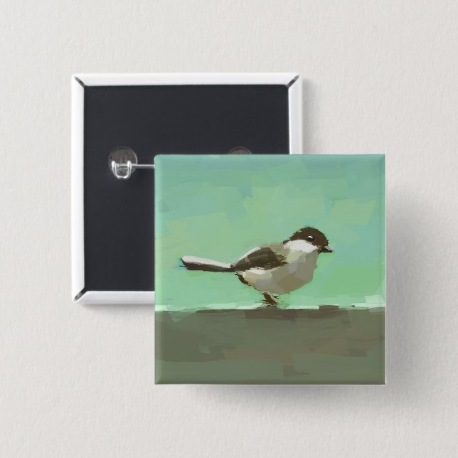 Small Bird Art 15 Cm Square Badge (Front & Back)