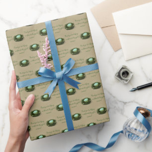 Small Bird Nest with Blue Speckled Egg Tan Custom Wrapping Paper