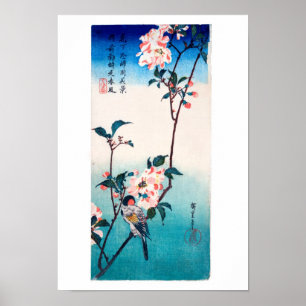 Small Bird On Sakura Branch Hiroshige Fine Art Poster