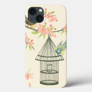 Small Birds Perched on a Branch and on a Birdcage iPhone 13 Case