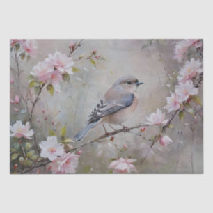 Small Birds with Blossoming Flowers Decoupage Tissue Paper