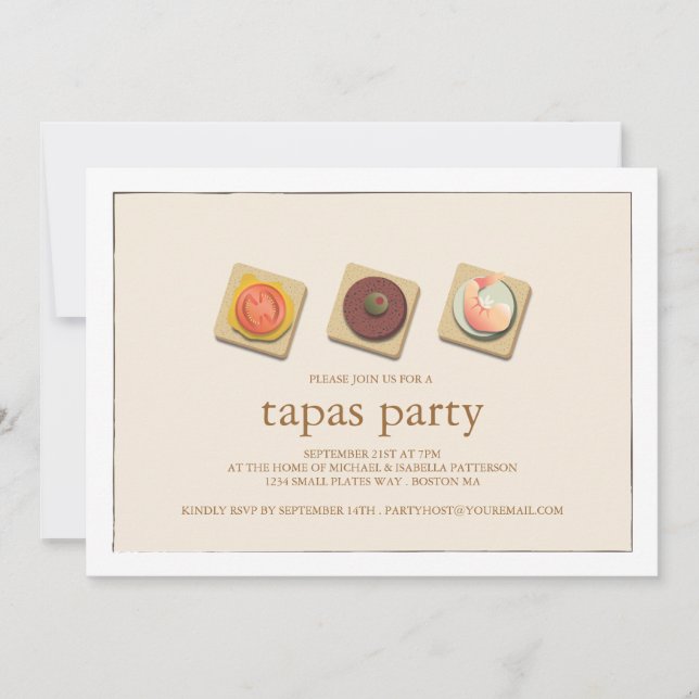 Small Bites Trio Tapas Party Invitation (Front)