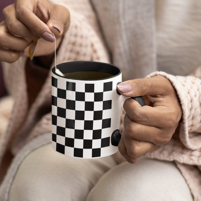 Small Black and White Checked Pattern Mug (Small Black and White Checked Pattern Mug)