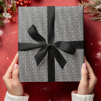 Small Black and White Greek Key Pattern Wrapping Paper