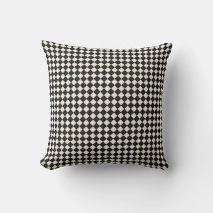 Small Black & Antique White Diamonds Cushion