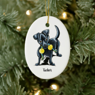 Small Black Dog Personalised Ceramic Tree Decoration