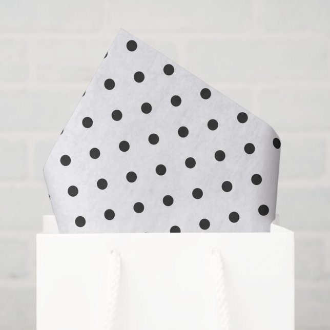 Small Black Dots on White Gift Wrapping Tissue Paper (Gift Bag)