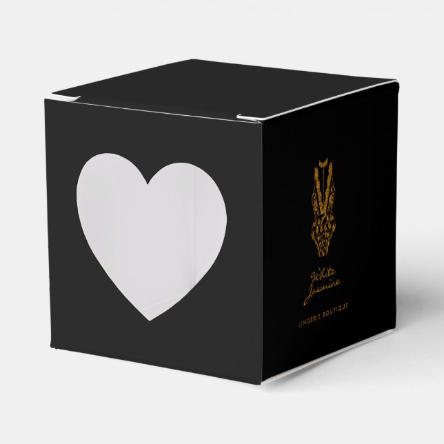 Small Black Gold Glitter Lingerie Boutique Favour Box (Front Side)