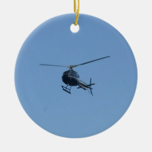 Small black helicopter. ceramic tree decoration