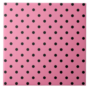 Small Black Polka Dots on hot pink Tile