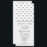 Small Black Polka Dots Party Invitation<br><div class="desc">An all purpose generic party invitation featuring a pattern of small black polka dots over a white background.  Personalise the text over sheer white bottom section with black trim.  Look for matching items at Jill's Paperie.</div>