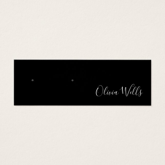 Small Black Script Stud Earring Display Card (Front)