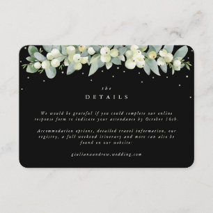 Small Black Snowberry+Eucalyptus Wedding Details Enclosure Card