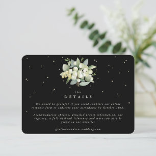 Small Black Snowberry+Eucalyptus Wedding Details Enclosure Card