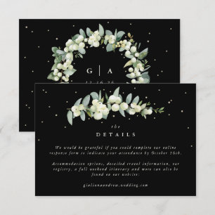 Small Black Snowberry+Eucalyptus Wedding Details Enclosure Card