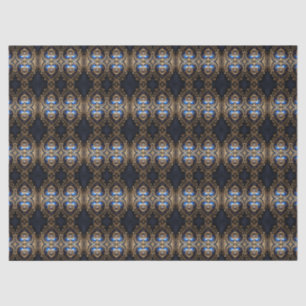 small blue and gold steampunk hearts pattern tissue paper