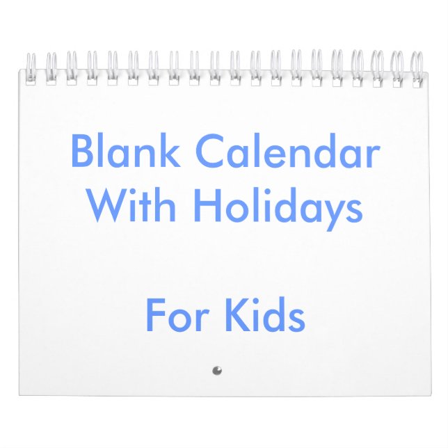 Small Blue Blank Calendar For Kids Holidays (Cover)