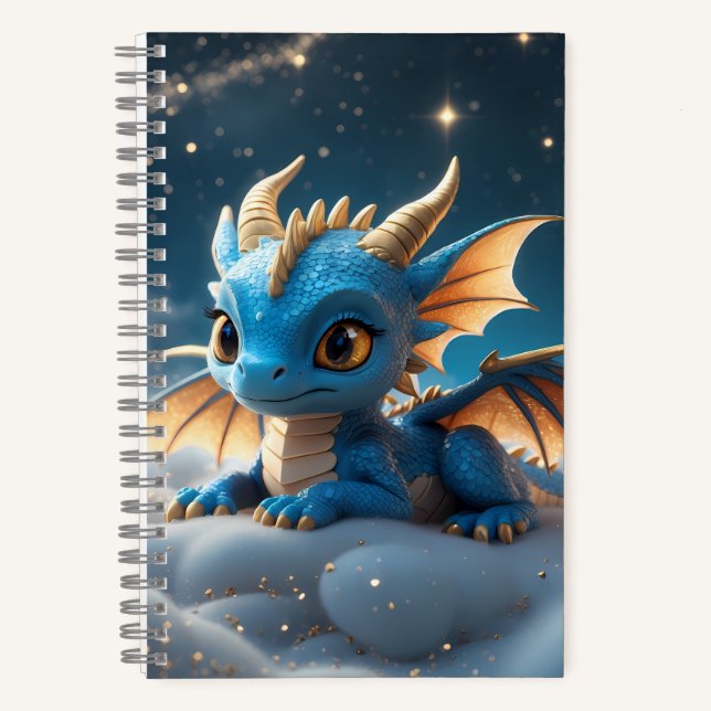 Small blue dinosaur on a cloud notebook (Front)