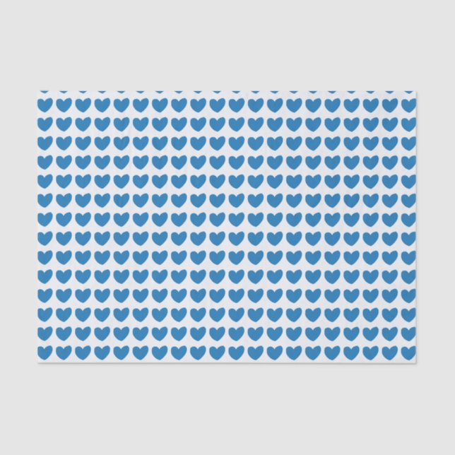 Small Blue Hearts Pattern Tissue Paper (Front)