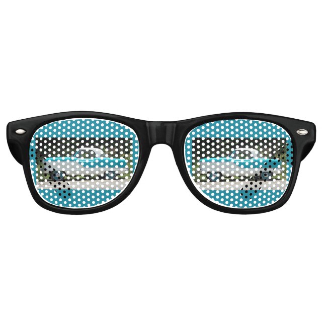 Small blue Metropolitian Nash cute classic car Retro Sunglasses (Front)