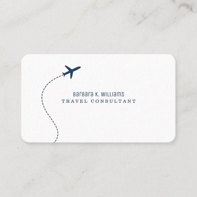 Small Blue Plane White Travel Consultant  Business Card (Front)