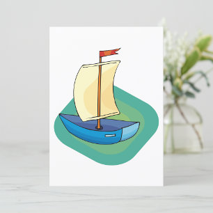 Small Blue Sail Boat Invitation
