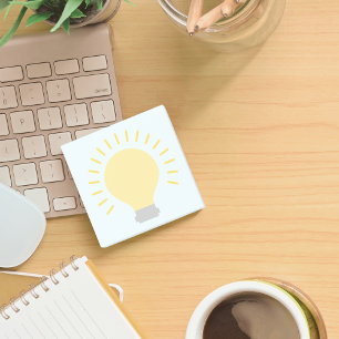 Small Blue Yellow Light Bulb Art 3x3 Sticky Mini Post-it Notes