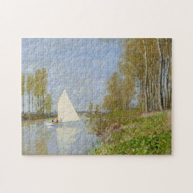 Small Boat on Seine Argenteuil Monet Fine Art Jigsaw Puzzle (Horizontal)