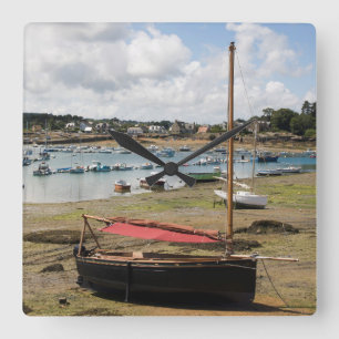 Small Boats Ploumanac'H, France Square Wall Clock